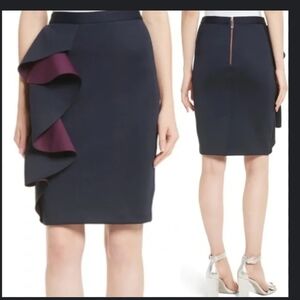 •297•Ted Baker London Derosa Oversized Ruffles Pencil Skirt